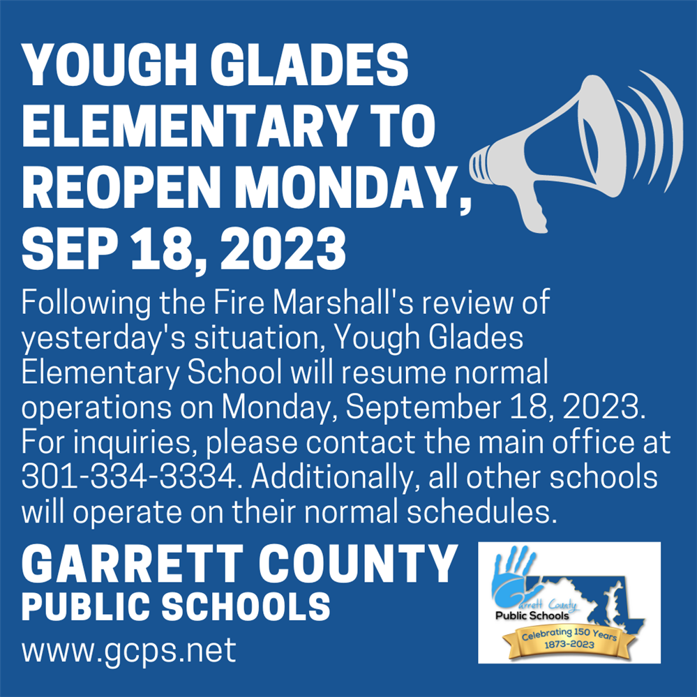   Infographic highlighting Yough Glades school's reopening as detailed in the story.